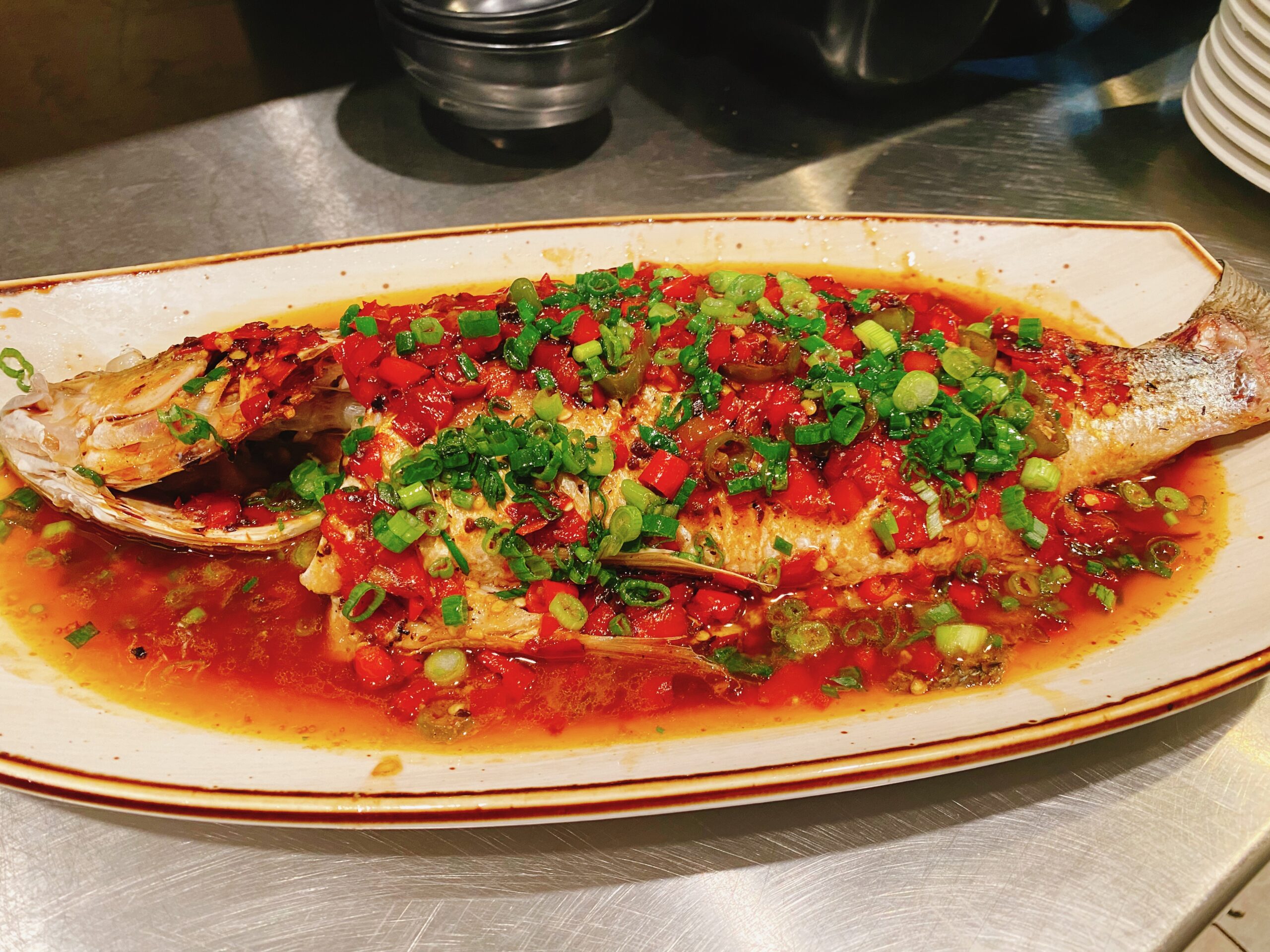 剁椒鲈鱼 Chopped Pepper Striped Bass